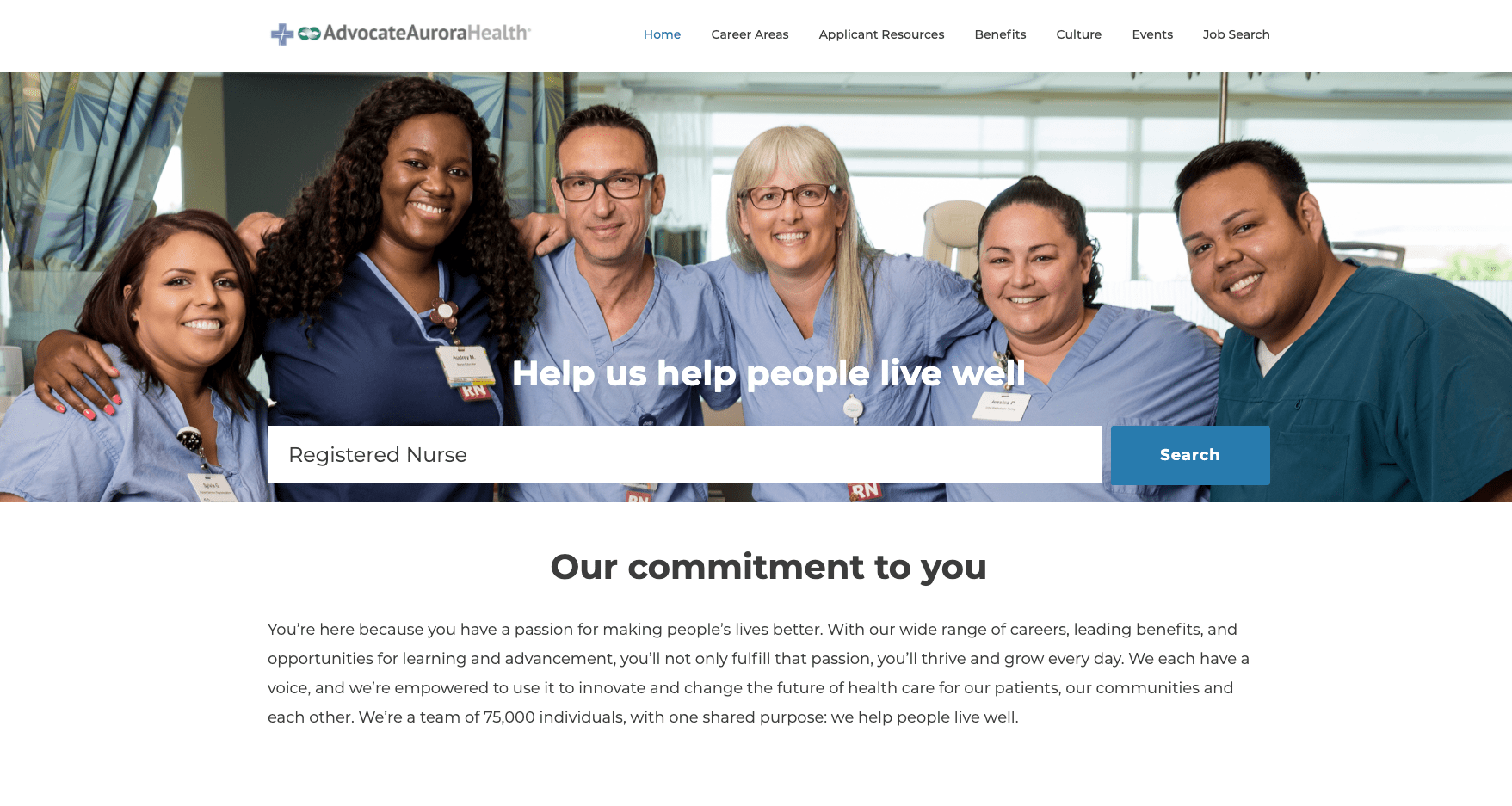 Advocate Aurora Health career site banner