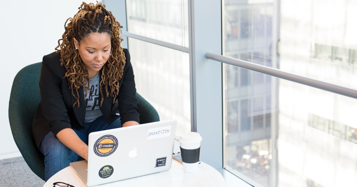 Female worker on laptop 